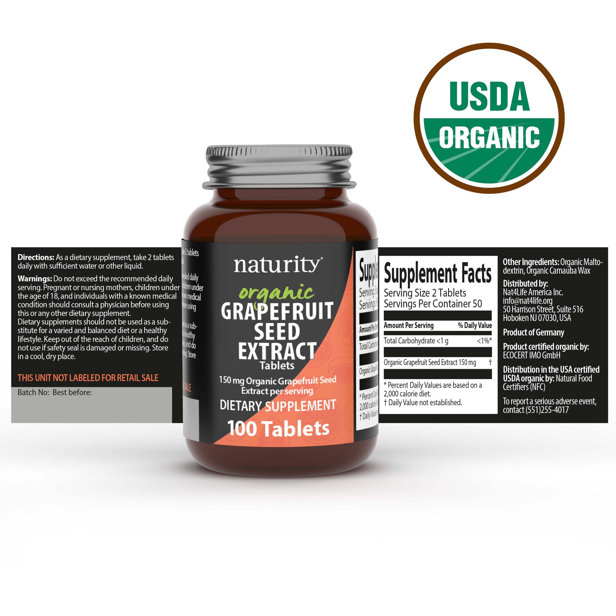 Naturity Organic Grapefruit Seed Extract Tablets