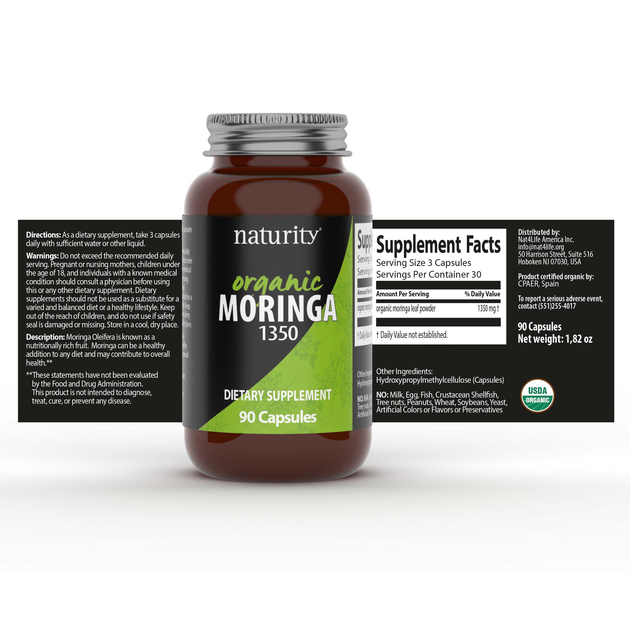 Naturity Organic Moringa Leaf Powder Capsules